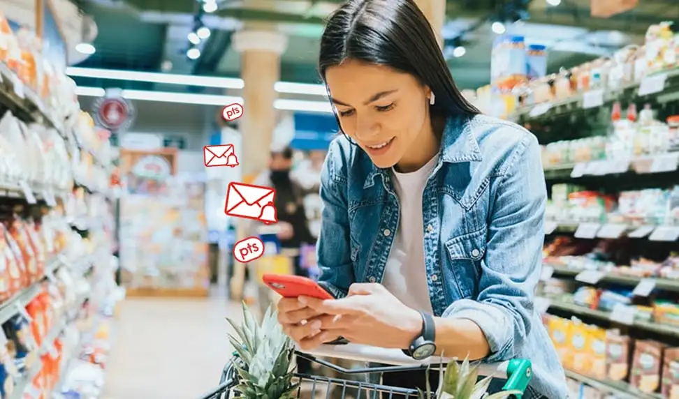 Woman earning points while shopping